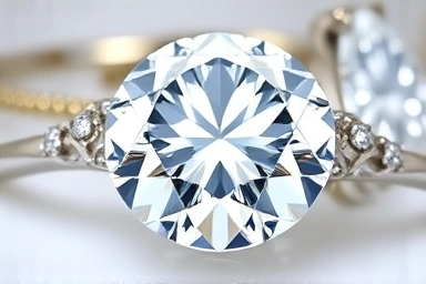 Brilliant diamond facets showing light refraction and sparkle.