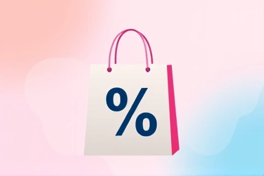Fashion shopping bag with abstract discount symbol