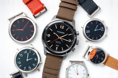 Galaxy Watch with multiple straps and watch face options.