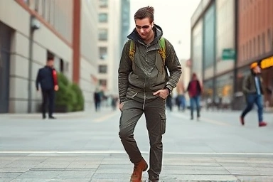 Urban explorer in functional gorpcore fashion