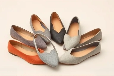 Close-up of comfortable maternity flat shoes