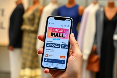 Smartphone app showing discount coupons for outlet shopping.