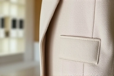 Close-up of luxurious oversized blazer fabric texture.