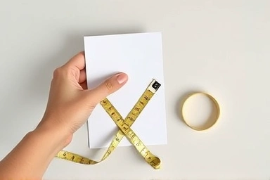 Hand measuring ring size with paper and tape