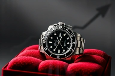 Symbol of rising watch value, investment potential, luxury asset