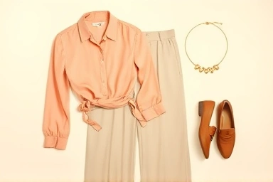 Spring fashion flat lay for warm skin tones.