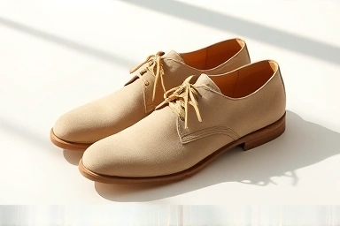 Pristine suede shoes with a stain being removed