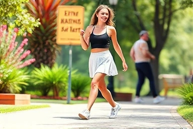 Woman in tennis skirt enjoying a summer day outdoors