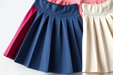 Collection of diverse tennis skirts with detailed fabric textures