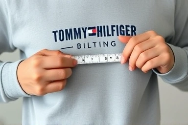 Measuring Tommy Hilfiger sweatshirt chest width for accurate sizing