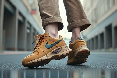 Person wearing P-31 ugly sneakers, urban style