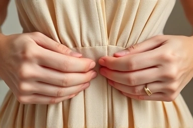 Close-up of vintage clothing quality inspection