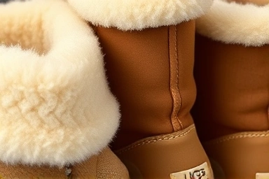 Close-up of plush ugg boot lining and stitching