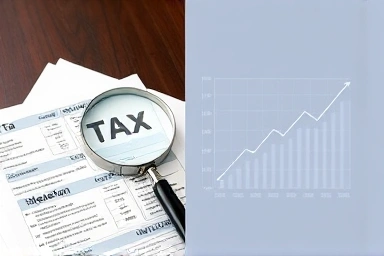 Tax documents and growth chart symbolizing tax optimization.