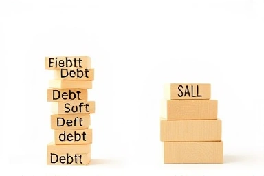 Company debt vs. capital structure, financial stability.