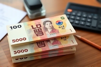 Korean Won bills, financial clarity, tax documents, calculator