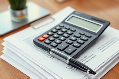 Financial documents and calculator symbolizing tax planning.