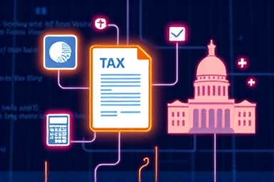 Digital interface illustrating online tax filing and management.