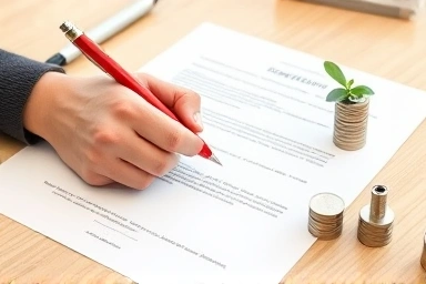 Signing a financial document, symbolizing tax management.