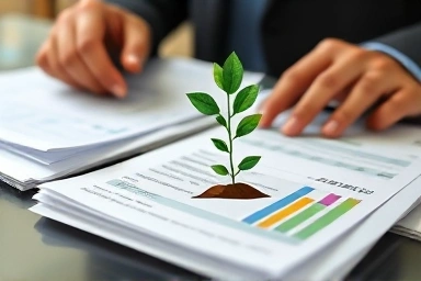 Financial documents and tax forms symbolizing growth and investment.