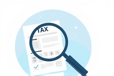 Tax form analysis, magnifying glass, accuracy, financial clarity