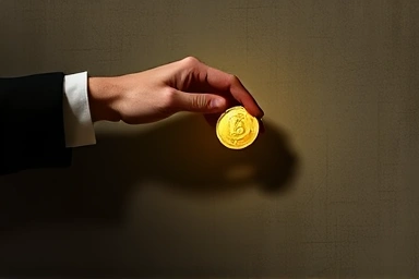 Hand securing a glowing coin against financial uncertainty.