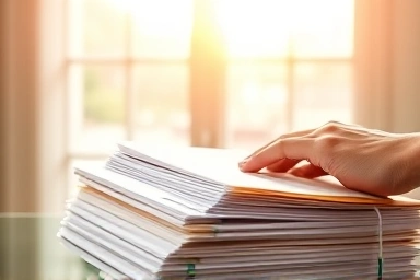 Organized tax documents, diligent financial management, hopeful future