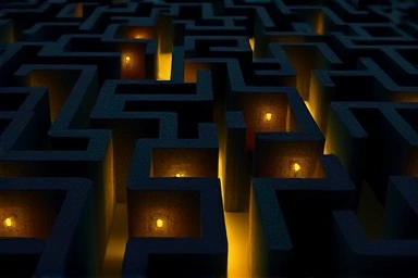 Symbolic representation of navigating a complex maze.