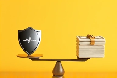 Metaphorical scale showing the balance between insurance benefits and financial burden.