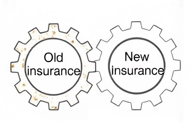 Symbolic representation of insurance system evolution and updates.
