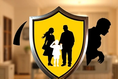 Shield protecting family from accident and illness forces