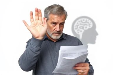 Middle-aged man concerned about insurance for brain and heart disease.