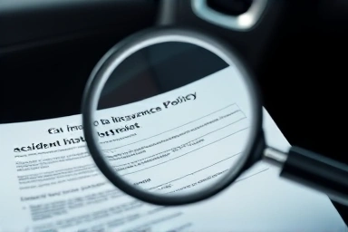 Magnifying glass revealing car insurance premium factors