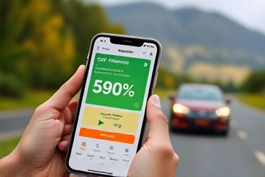 Smartphone app showing car insurance discount