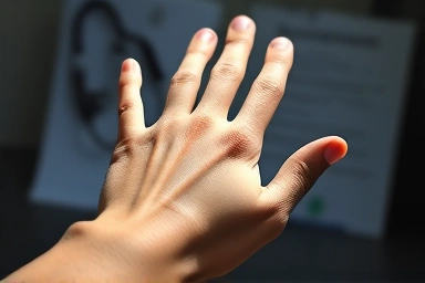 Symbolic image of healing burn scars on a hand.