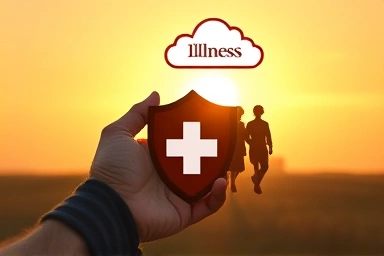 Shield protecting family from illness storm