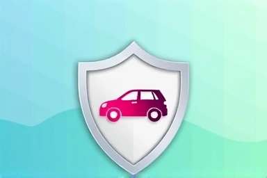Protective shield of insurance deflecting car accident.