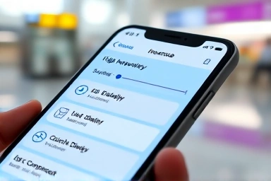 Insurance app on phone showing flight delay compensation benefits.