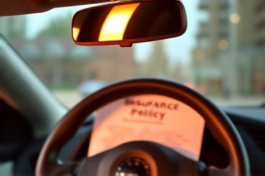 Car insurance policy glowing on dashboard