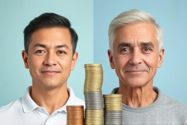 Visual comparison of insurance age impact on savings.