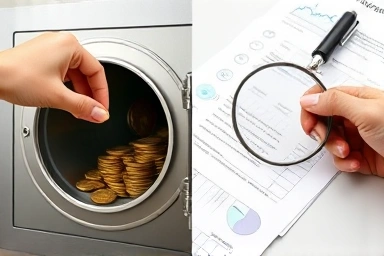 Visual metaphor for secure pension transfer and detailed financial analysis.