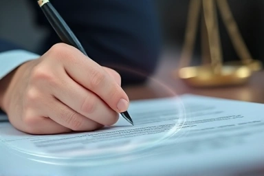 Hand signing document for professional liability protection.