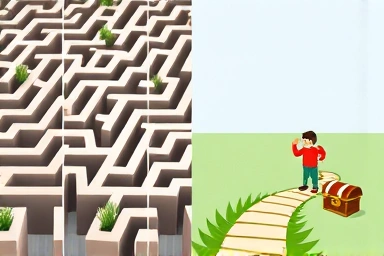 Complex financial maze vs. simple investment path