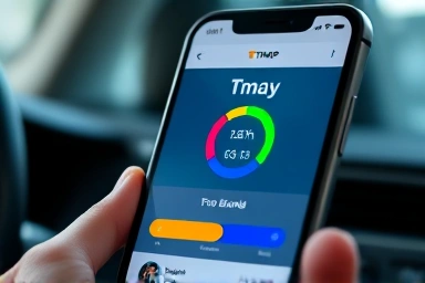 TMAP app showing safety driving score on smartphone