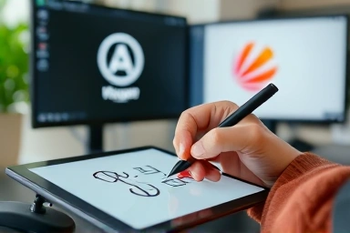 Hand sketching logo concepts with AI tools.