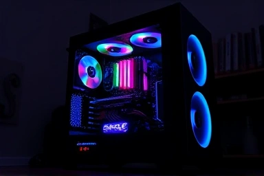 Sleek custom gaming PC with RGB lighting