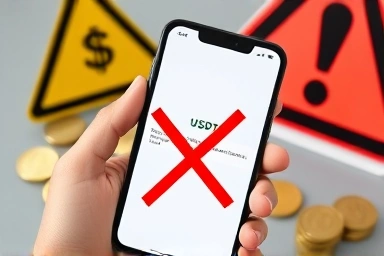 USDT transaction rejected, warning sign for cryptocurrency scams.