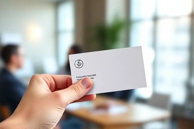 Hand offering a unique textured business card