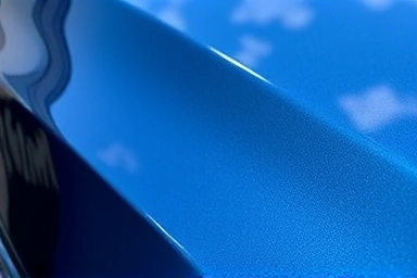 Glossy car paint with water beads, reflecting protection.