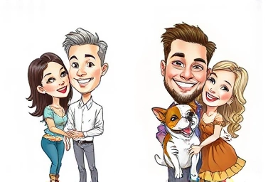 Different styles of caricature art: sketch vs. digital illustration